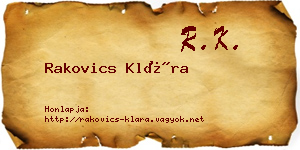 Rakovics Klára névjegykártya